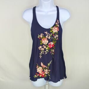 Anthropologie Tiny Embroidered Floral Racerback Tank Top XS Boho Feminine